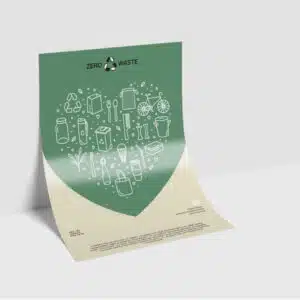 Eco friendly recyclable leaflets leaning against a wall