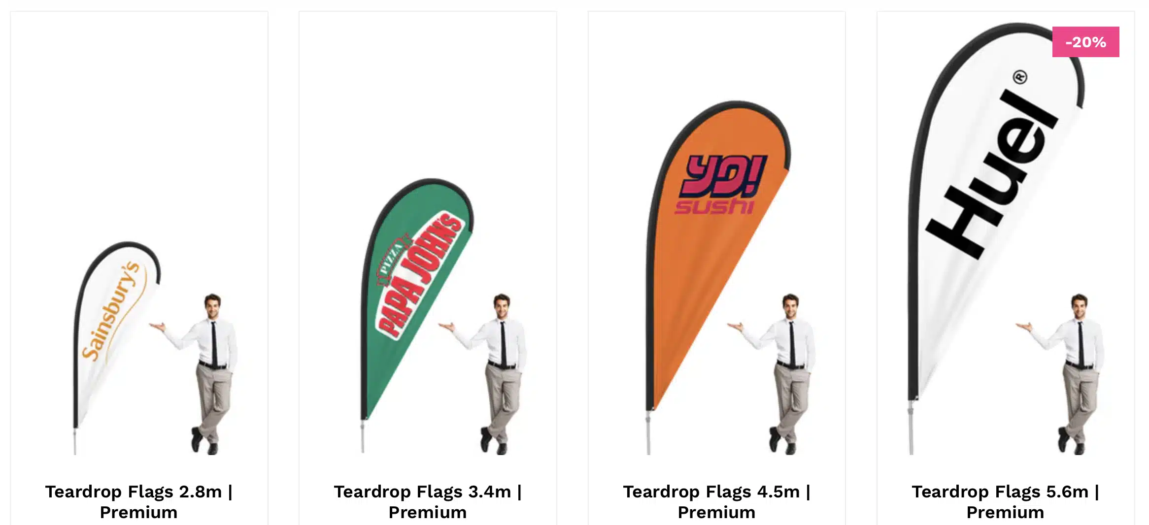 Teardrop flag sizes