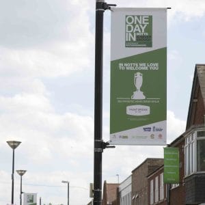 Lamp post banner printing