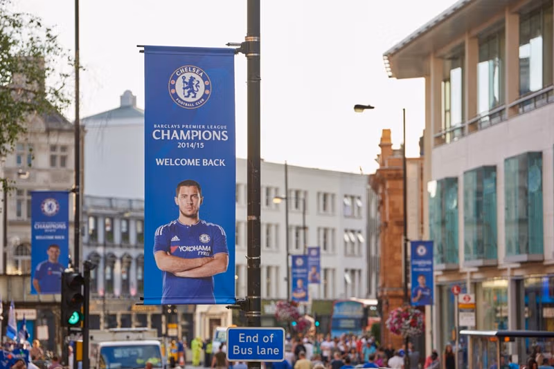 Printed lamp post banner