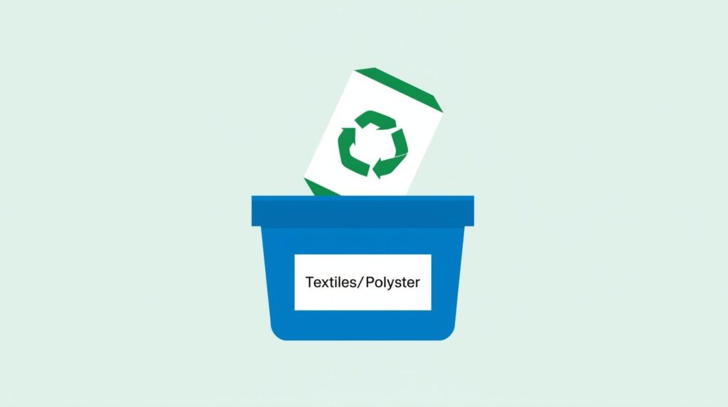 Step-by-step guide on how to recycle PVC-free polyester banners in textile recycling bins.