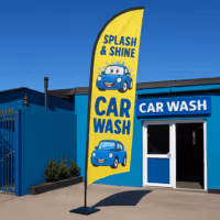 Outdoor car wash flags