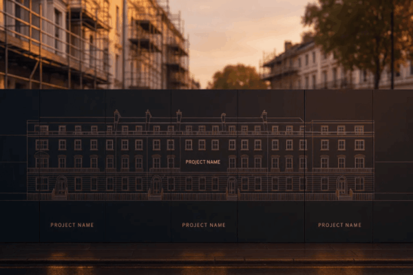 Custom printed building sites hoarding