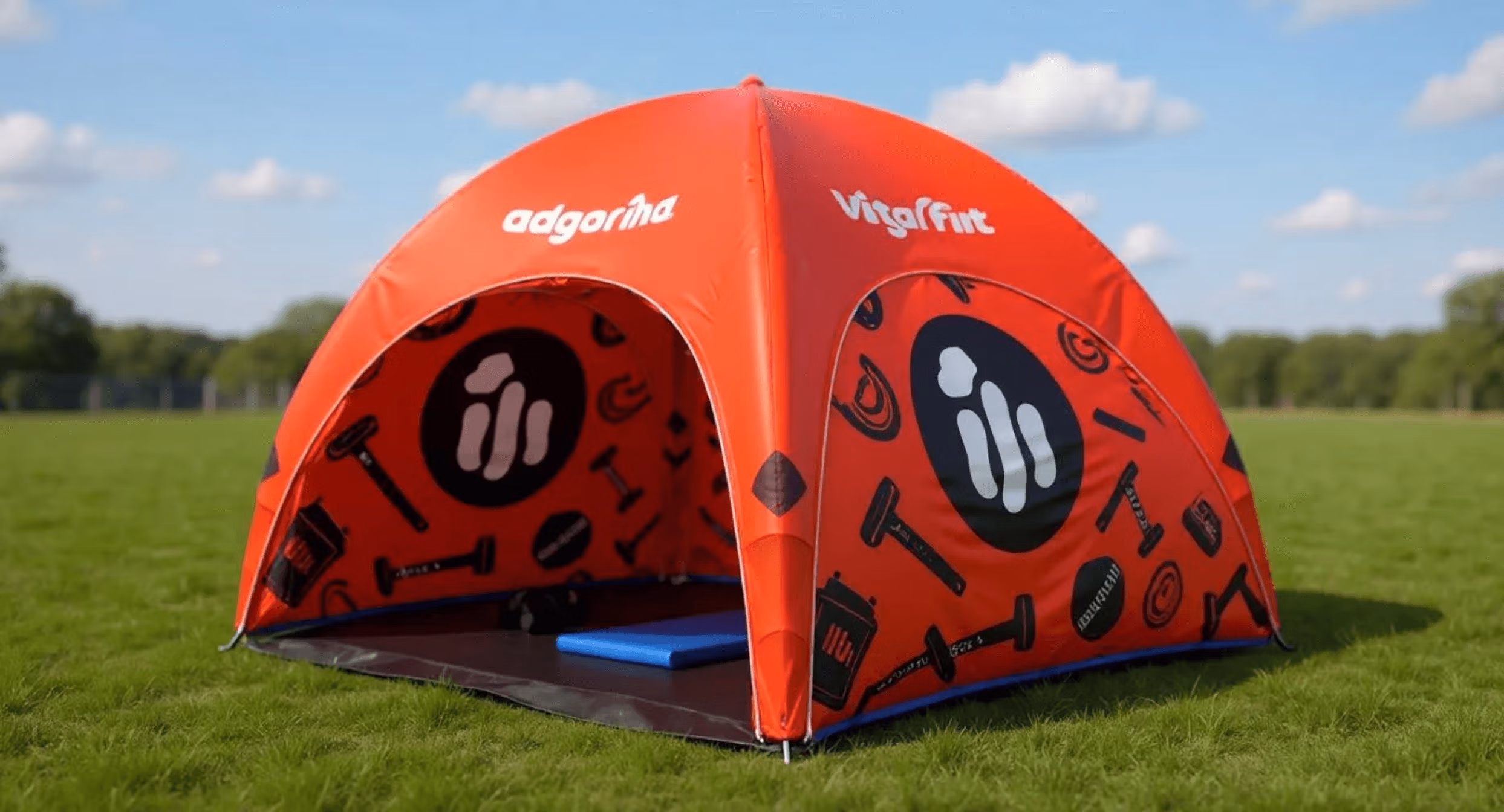 4m x 4m inflatable tent with 3 double sided walls