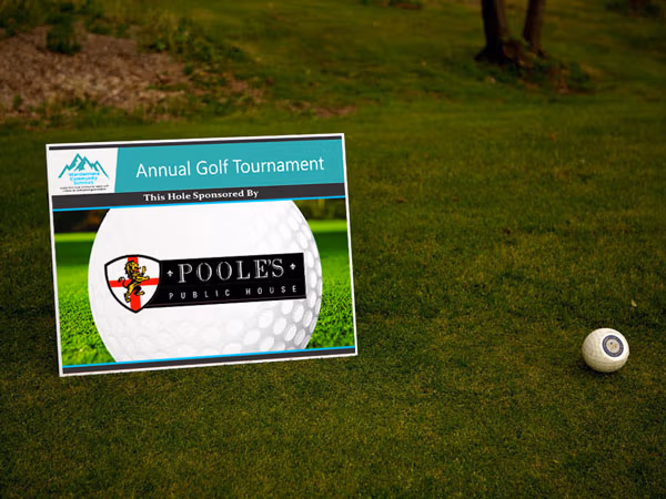 Golf tee box sign