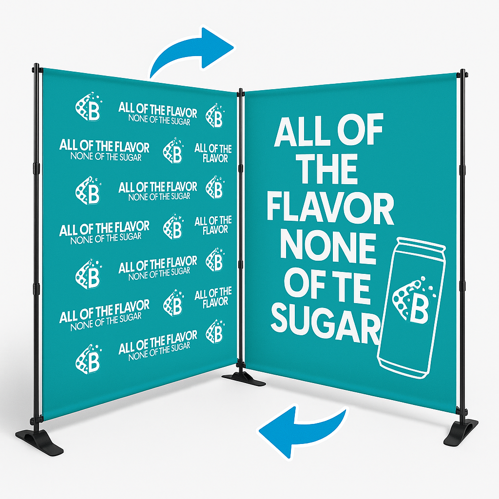 Double sided step and repeat banner
