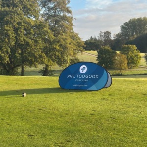 Golf pop out banners tee box