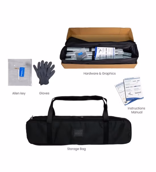 iPhone event stand and bag