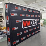 Collapsible exhibition backdrop hop-up display with custom printed fabric graphic