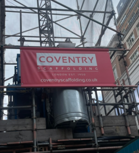 Scaffold banner printing Essex — heavy duty PVC banner on building site