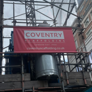 Scaffold banner printing Essex — heavy duty PVC banner on building site