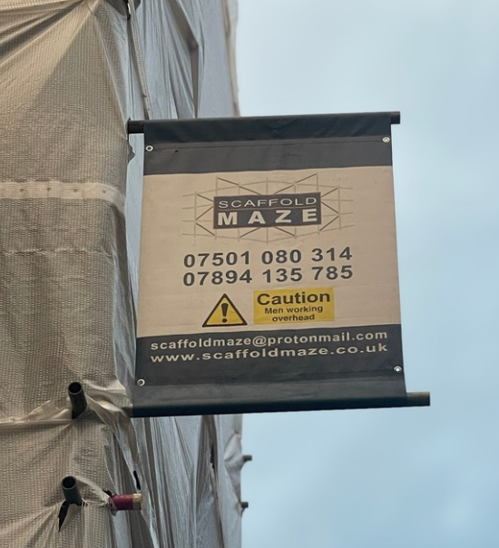 scaffold-banner-printing-essex.png Custom scaffold banner with company logo printed by Essex Banners