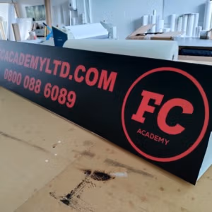 Printed toblerone event signage on Correx board for outdoor sports event