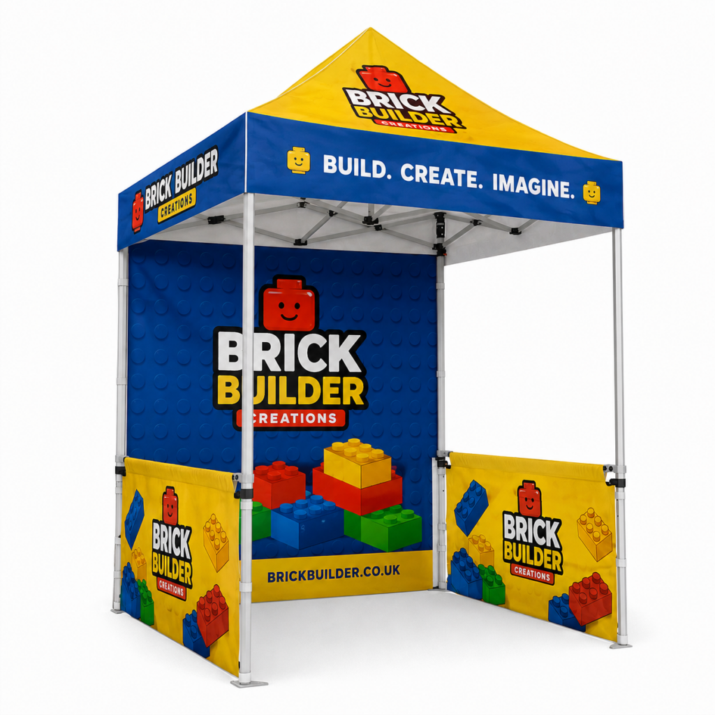 2m x 2m gazebos with half walls - branded